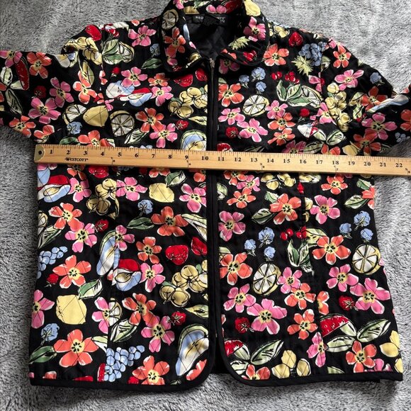 Vtg Requirements‎ Quilted Jacket Large Petite Fruit Floral Hippie Boho Y2K 18284 - Picture 5 of 8